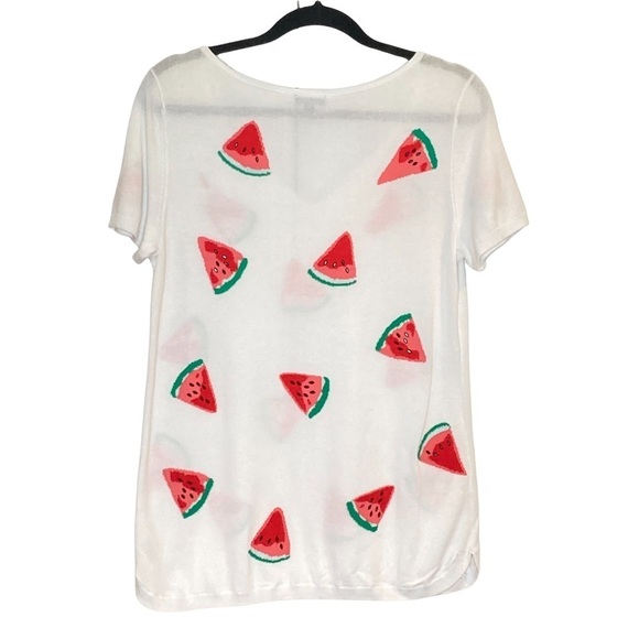 Talbots White Knit Short Sleeve Watermelon Top - Picture 4 of 13